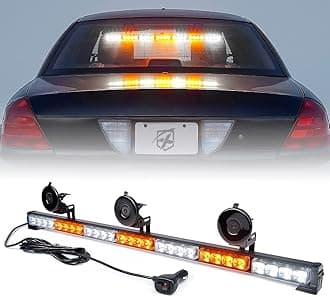 Xprite 27 24 LED White & Yellow 7 Modes Traffic Advisor Emergency Warning Vehicle Strobe Light Bar Kit