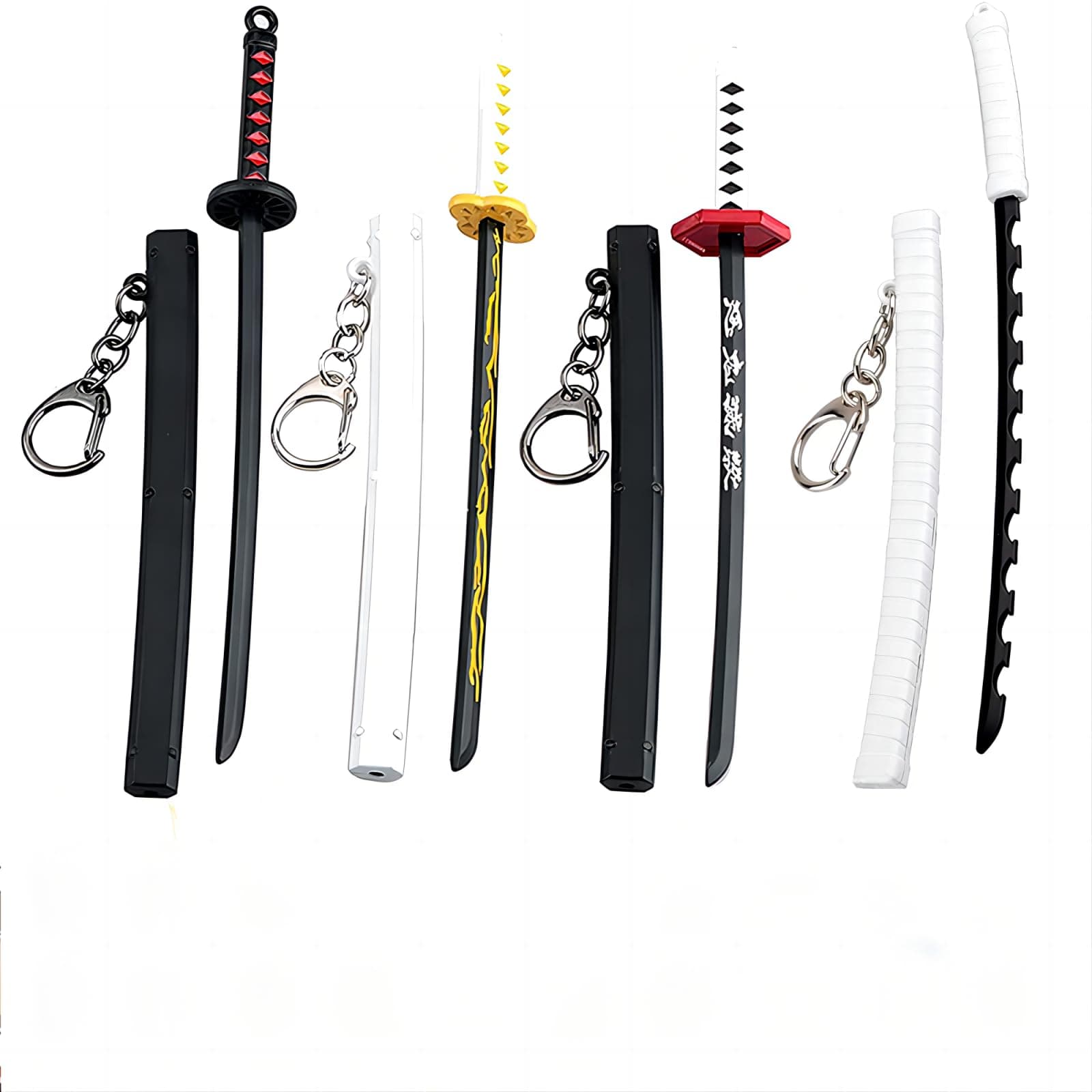 4ps Mini Toy Katana Keychain, Metal Model Sword with Pull Out Best Gift for Anime Lovers Samurai Sword Game Series
