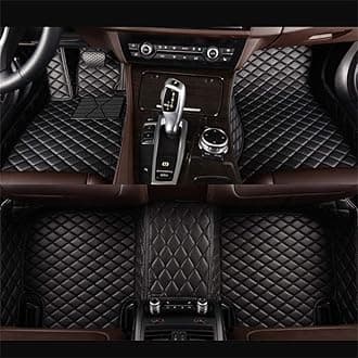 Car Floor Mats Custom Made for Toyota Land Cruiser Prado 7-Seats 2018-2020 All Weather Artificial Leather Carpets (Black with Black Stitch)