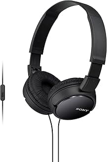 ZX Series Wired On-Ear Headphones with Mic, Black MDR-ZX110AP