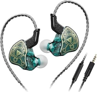 Wired Gaming Earbuds, QKZ Hi7T in Ear Monitor Headphones, Wired Earbuds Stereo Bass, HiFi IEM Earphone, Without Detachable Cables (Green)