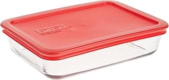 Pyrex 3-Cup Single Rectangular Food Storage Container with Lid, Non-Toxic, BPA-Free Lid, Tempered Non-Pourous Glass, Microwave, Dishwasher, Freezer and Oven Safe, Red