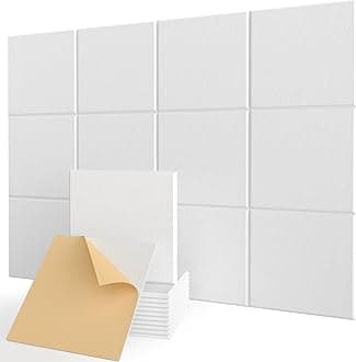 Self-Adhesive Acoustic Panels, 12 Pcs High Density Soundproofing Panels for Ceiling/Door/Wall Decoration and Acoustic Treatment (30x30x0.9cm)