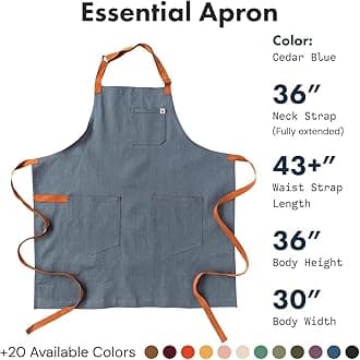 hedley & bennett Essential Apron - Heavy-Duty Denim Kitchen Apron with Pockets & Towel Loop - Professional Chef Workwear for Cooking & Grilling - Cedar