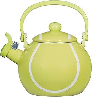 Supreme HousewaresWhistling Tea Kettle for Stove Top Enamel on Steel Teakettle, Tennis Design Teapot Water Kettle Cute Kitchen Accessories Teteras (1.6 Quart, Tennis)
