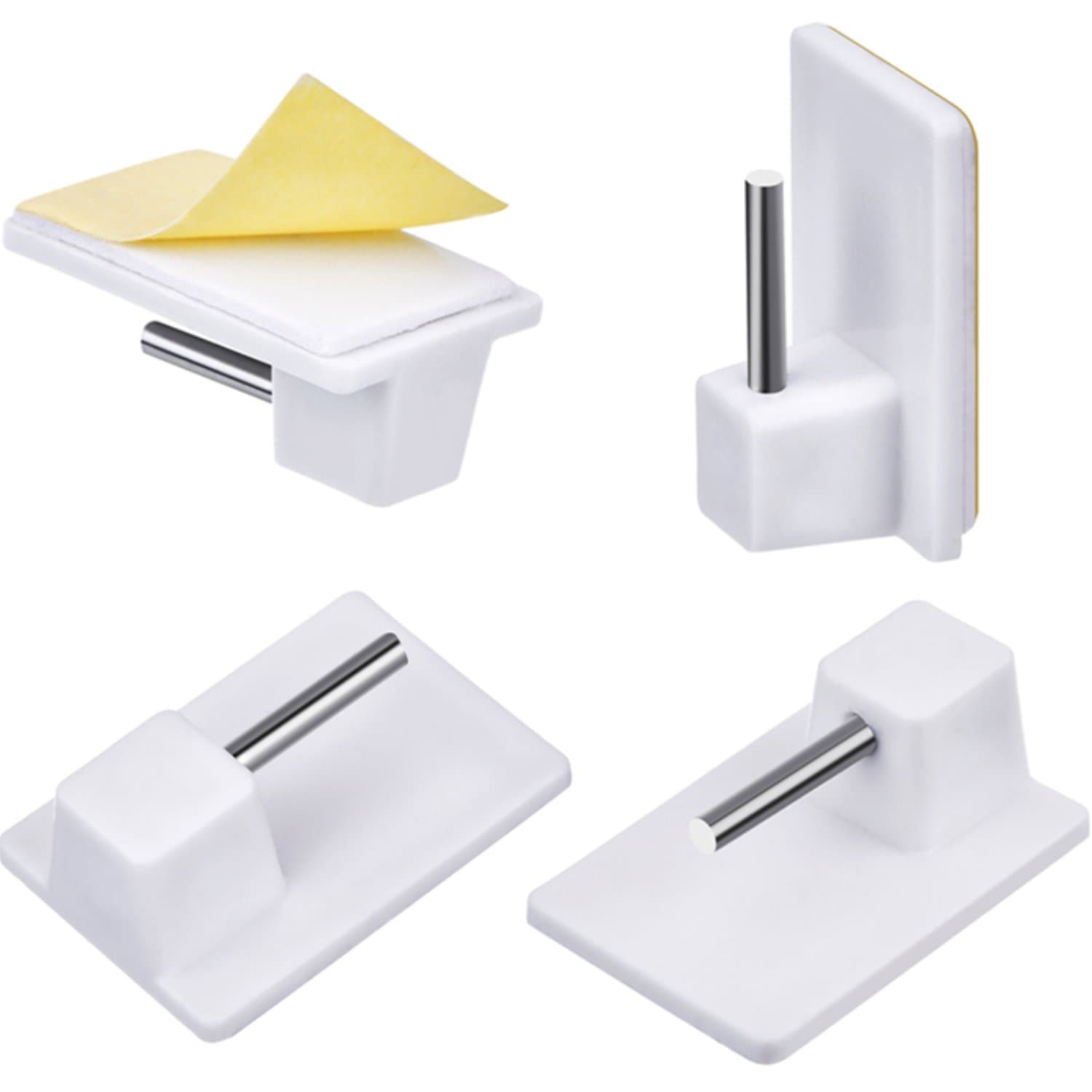 20 Packs Self-Adhesive Hooks Window Hooks Adhesive for Net Curtain Rods, White (Square Corners)