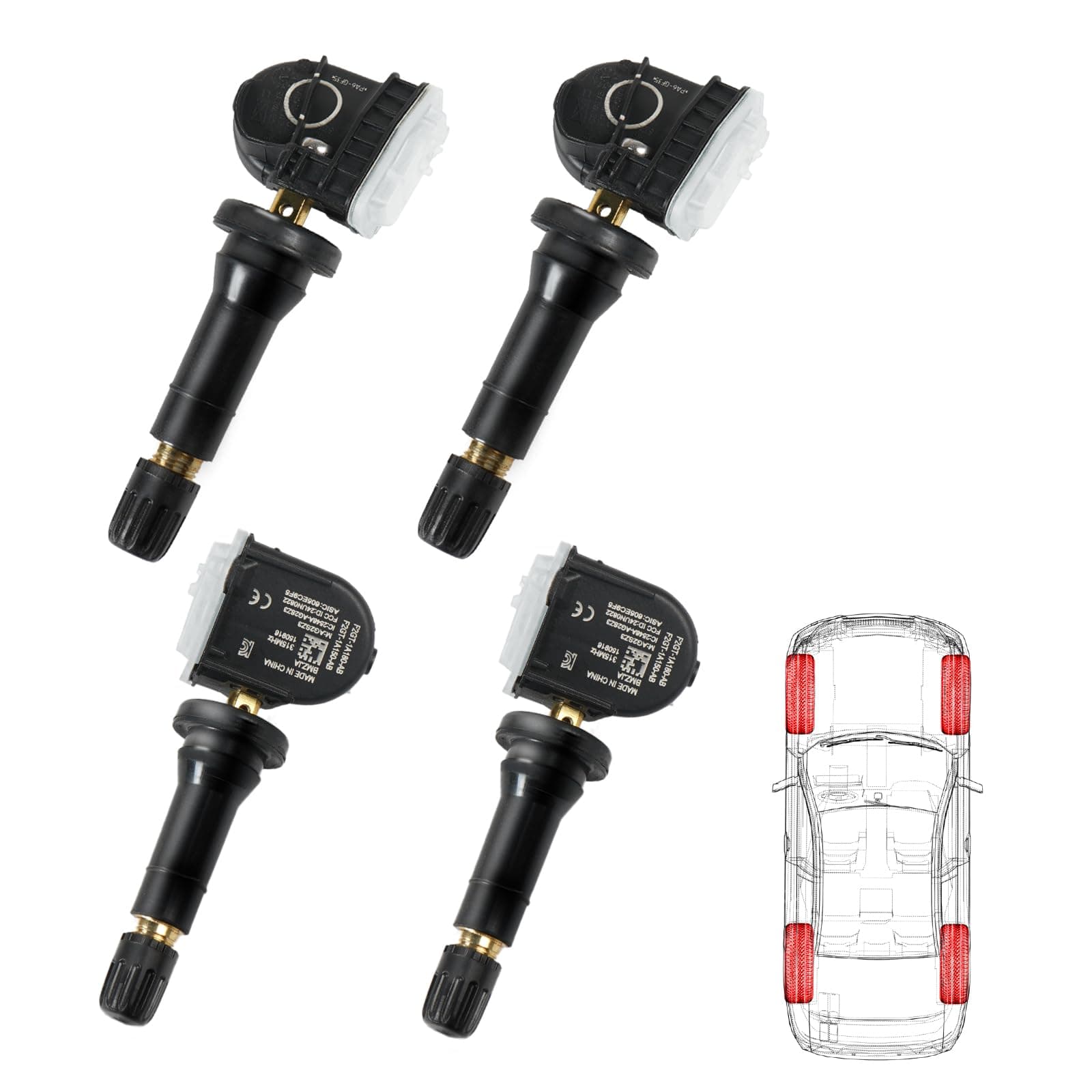 OTUAYAUTO 4PCS Tire Pressure Sensor - 315MHZ TPMS Sensor - Replacement for Ford F150 Ecosport Edge Explorer Fusion Ranger Mustang GT. Lincoln MKX Nautilus. Fit 2015-2021 Vehicles FR3Z-1A189-A