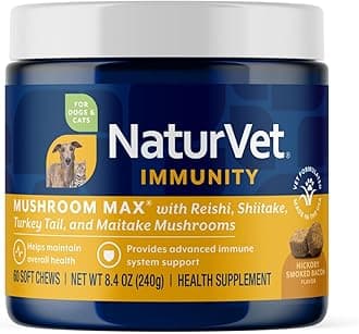 Mushroom Max Advanced Immune Support Dog Supplement – Helps Strengthen Immunity, Overall Health for Dogs – Includes Shitake Mushrooms, Reishi, Turkey Tail – 60 Ct.