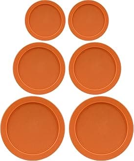 Replacement Lids for Pyrex Containers Round Glass Food Plastic (2) 2-Cup (2) 4-Cup (2) 7-Cup (Orange)