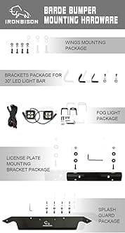 IRONBISON Front Bumper for 2013-2018 Dodge RAM 1500 (Exclude Rebel Trim) Pickup Truck Front Bumper Guard with 2 LED Fog Lights/Splash Guard Can Add 30” LED Light Fine Textured Black