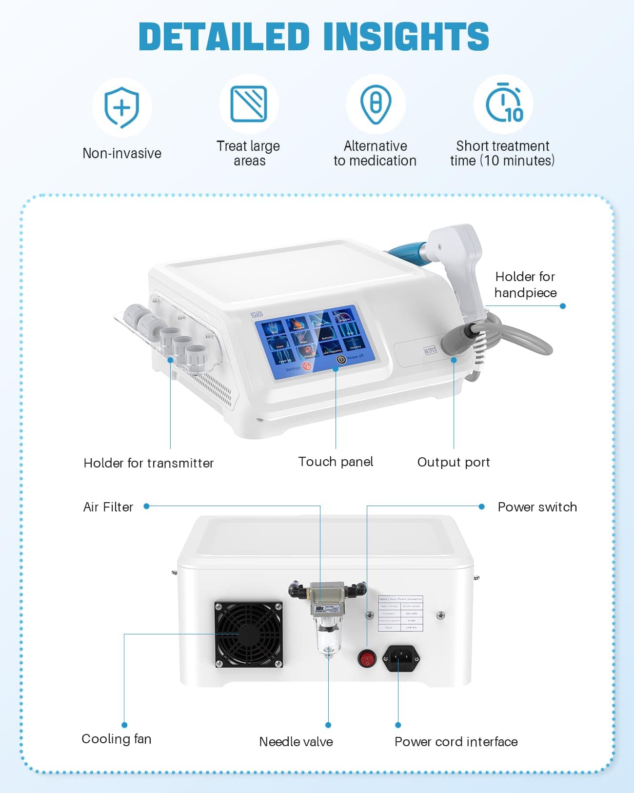 Shockwave Therapy Machine for Muscle, Shock Wave Therapy Machine for Shoulders, Waist Pain Relief (White)