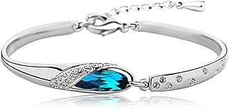 Shining Diva Fashion Platinum Plated Blue Crystal Stylish Bangle Bracelet for Girls and Women (Blue)(SDF5956b), One Size
