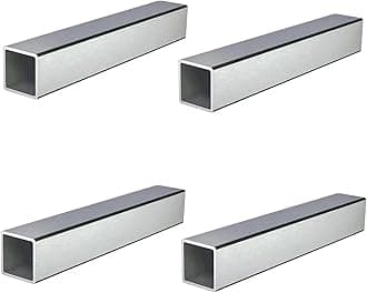 Stainless Steel Square Tubing Tube 25mm x 25mm x 2mm x 920mm, 1" x 1" x 2/25" x 36.22" Long, 4 Pack 304 SS Square Tubings 2mm Thickness Polished Finished from Bopaodao