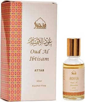 Oud al Ibtisam Attar Oil by Dukhni | Arab perfume oils for men and women | 30ml Pure roll on perfume scents | Arabian oud oil fragrances | Eid, Ramadan Gift, Vegan Islamic Fragrances