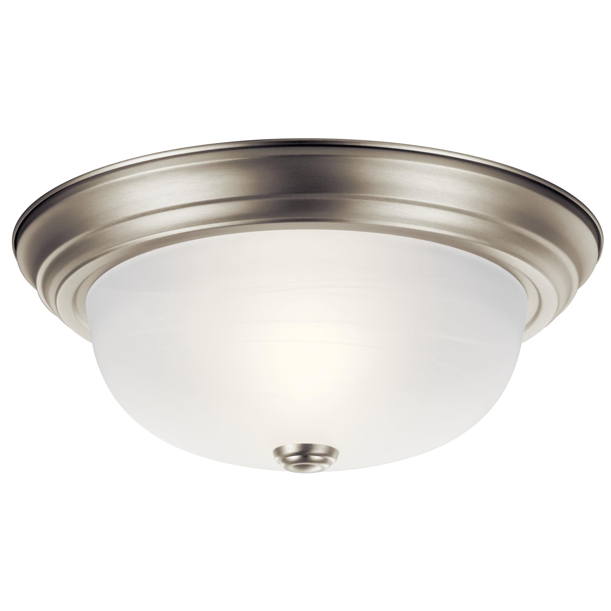 2-Light Flush Mount Ceiling Lighting in Brushed Nickle with Alabaster Glass for Bedroom, Living Room, Kitchen and Hallway, (13.25" Dia x 5.25" H) 30 Watts, 8109NI