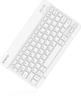 FINTIE 10-Inch Ultrathin Wireless Bluetooth Keyboard Compatible with iPad Samsung Tablet, iPhone Smartphone, iOS, Android Tablets Phone, White