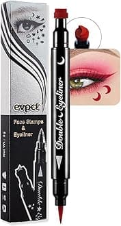 evpct 1Pcs 2-in-1 Red Colored Winged Eyeliners Stamp, Red Moon Face Stamps Makeup, Waterproof Eyeliner Eye Stamp Liners Tool Set Kit for Womem, Wing Eyeliner Stamp Figures Tool Wingliner Shapes, 11#