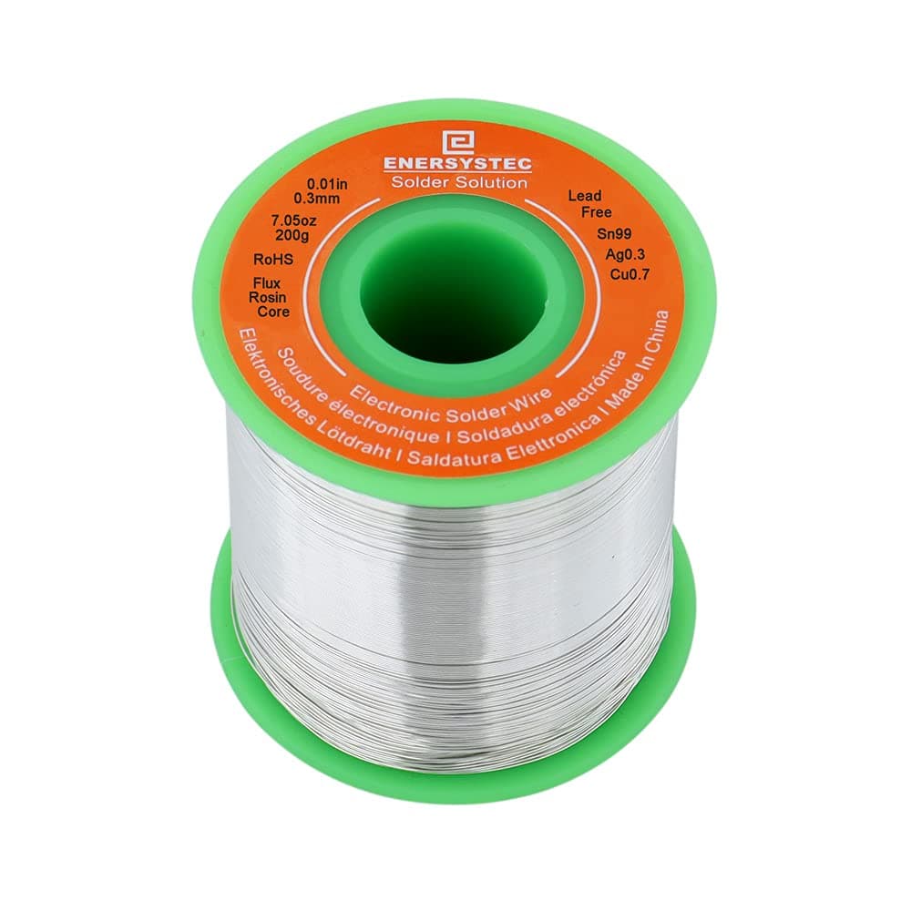 Extra Thin Solder Wire 0.3mm Thin Gauge Electronic Solder Rosin Flux Core Tiny Solder Electronics Soldering Fine Solder Lead Free Electrical 0.01in 7.05oz 200g Sn99 Ag0.3 Cu0.7 Alloy