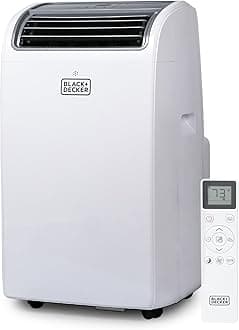 Black + Decker 14000 BTU Portable Air Conditioner Unit + 11000 BTU Heater, Remote, LED Display, Window Vent Kit, 4 Caster Wheels, White 141