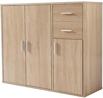 Panana Sideboard Storage Cupboard Cabinet Unit with Doors and Drawers Living Room Bedroom Furniture Oak