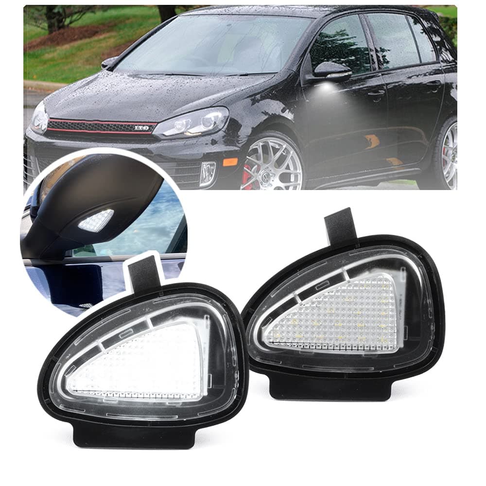 NSLUMO 2pcs Under Side Mirror Puddle 6 LED Lights compatible with V.W GTi/Golf MK6 6/MKVI 2010-2014 White Led Rear View Mirror Assembly Lamp