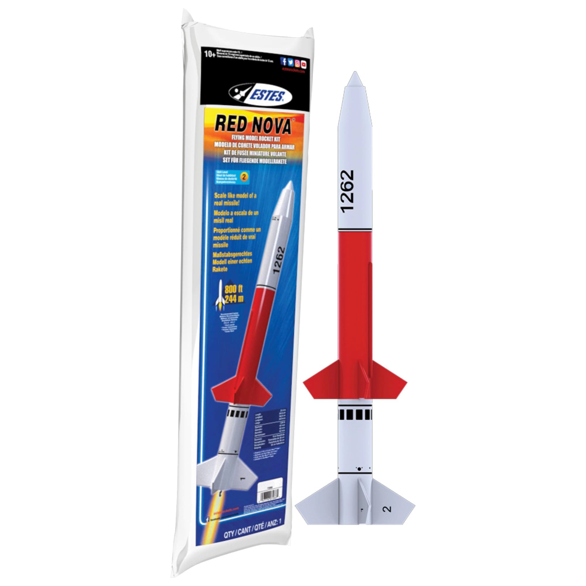 Estes 7266 Red Nova Flying-Model-Rocket Kit, Advanced Rocket-Building Kit for Ages 10+