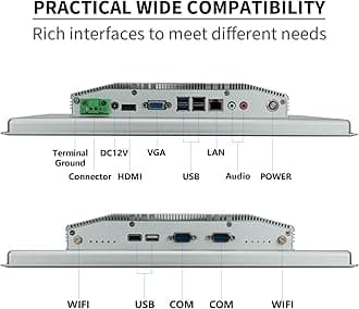 15 inch Capacitive Multi-Touchscreen Industrial Embedded Win-11 PC Monitor, IP65 Screen with 10 Points Touch Display, i7+RAM 8G+512G SSD, Integrated Phoenix2pin, HD-MI-Out & USB Ports