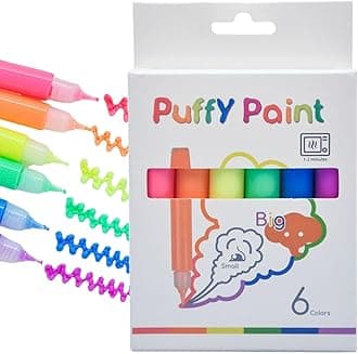 Magic Puffys 6-Pack Bubble Popcorns Drawing Pens | Educational Sensory Paint Toys for Kids | Graffiti Craft Kits