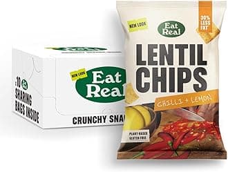 Lentil Crisps, Chilli & Lemon, 10 X 95g, Gluten-Free Crisps Multipack, Vegan-Friendly, Healthy Snacks, 30% Less Fat, Chip Snacks