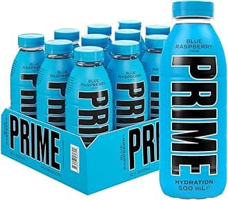 PRIME Hydration Blue Raspberry | Sports Drink | Electrolyte Enhanced for Ultimate Hydration | 250mg BCAAs | B Vitamins | Antioxidants | 720mg Electrolytes | 10.5% Coconut Water | 500mL Bottle |12 Pack