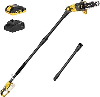 Pole Saw, 8-Inch Pole Saw for Tree Trimming Cordless 15-FT Max Reach, Auto Oiling, Tool-Less Electric Pole Saw, Tree Trimmer with Battery & Fast Charger