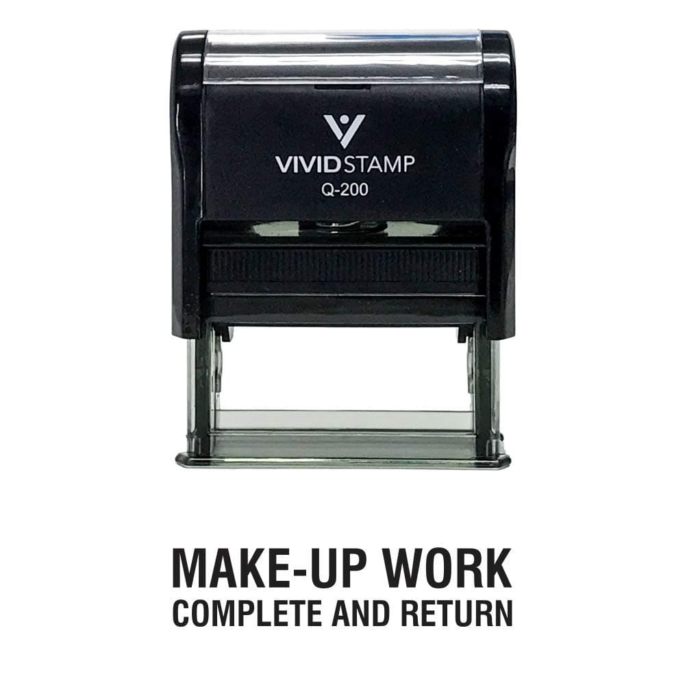 Make-Up Work Complete and Return Teacher Self Inking Rubber Stamp (Black Ink) - Medium