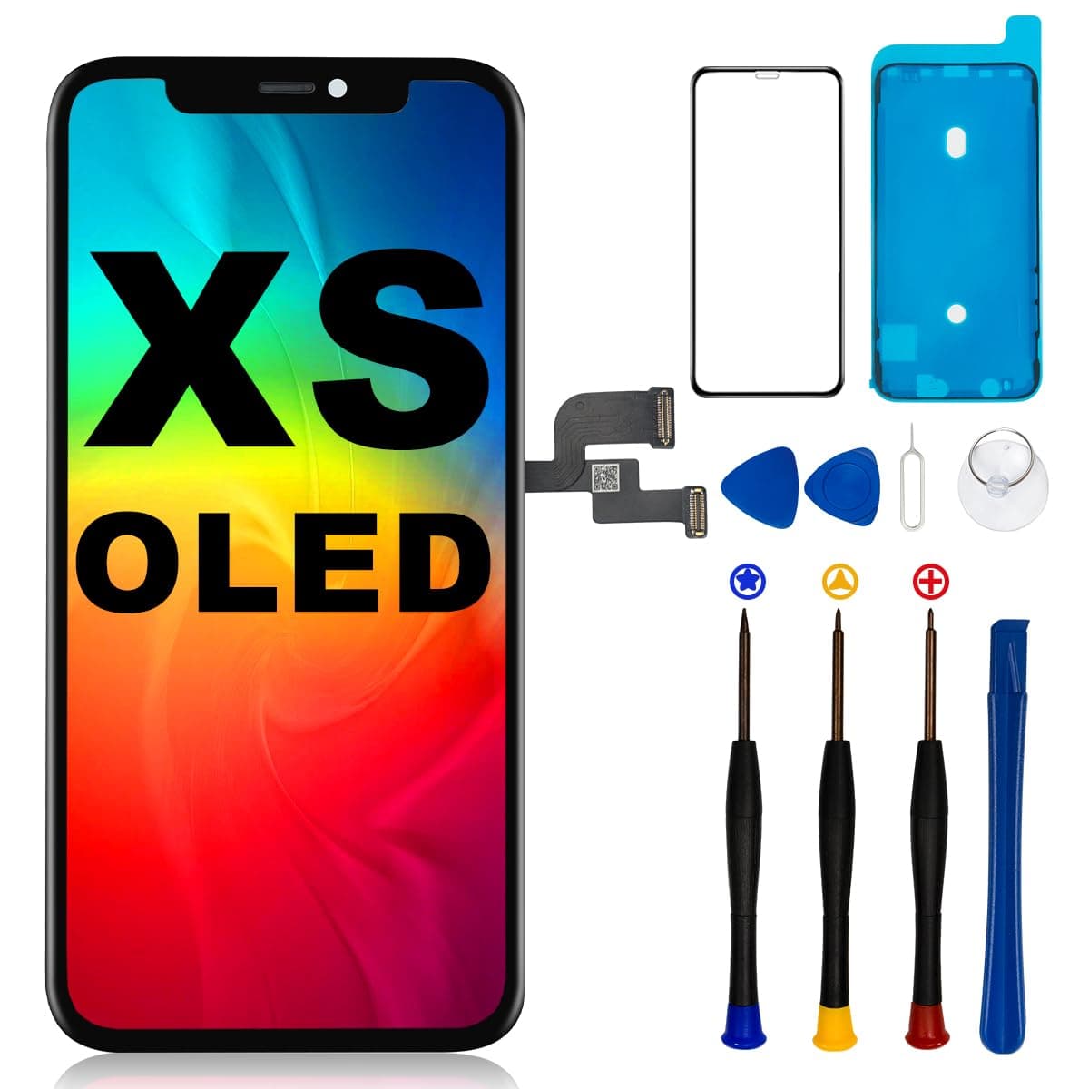 [OLED] for iPhone Xs Screen Replacement 5.8 Inch [NOT LCD] Display 3D Touch Frame Assembly Digitizer for Model A1920, A2097, A2098, A2100, with Repair Tool