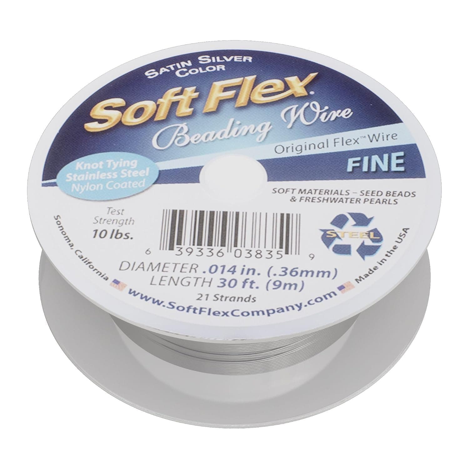 Soft Flex 21 Strand Beading Wire - Fine 0.14 Diameter - 30 Feet Design Wire - Satin Silver