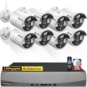 WERPOWER 8 Channel 4K POE NVR Wired Home Security Video Surveillance Camera System,OOSSXX 8pcs IP Cameras Kit,5MP IP Security Camer.