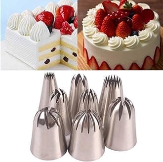 Stainless Steel Piping Nozzles, 8pcs Large Icing Piping Nozzles Cake Decorating Tips Set for Cakes Cupcakes Cookies Pastry