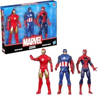 Marvel 6-Inch (15 CM) Iron Man, Captain America, and Spider-Man Action Figure Set with Shield Accessory, Super Hero Toys for Kids, Ages 4+