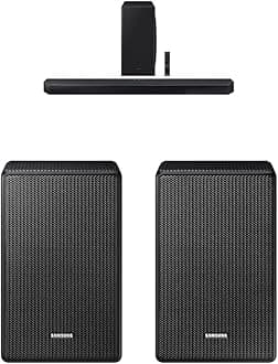 SAMSUNG QS730D 3.1.2ch Soundbar w/Wireless Dolby Atmos Audio, Q-Symphony,HW-QS730D/ZA (Newest Model) 9500S Rear Speaker Kit - Wireless Dolby Atmos/DTS: X (SWA-9500S, 2021 Model), Black
