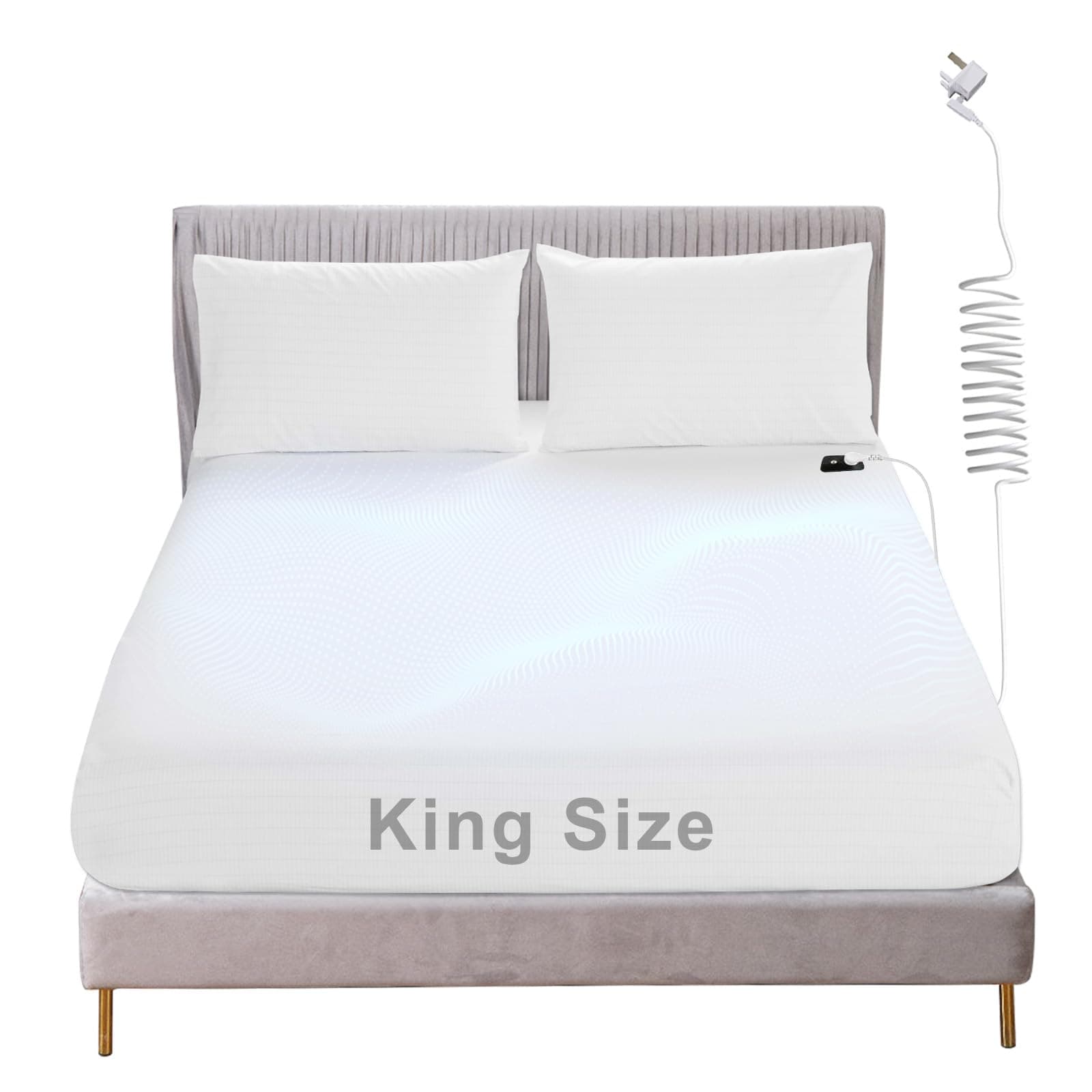 Fitted Grounding Bed Sheet with UK Plug, King Size Earthing Sheets, 5% Silver Fiber & 95% Cotton for Improving Sleep, Better Working and Help with Anxiety (White, King-150 x 200cm)