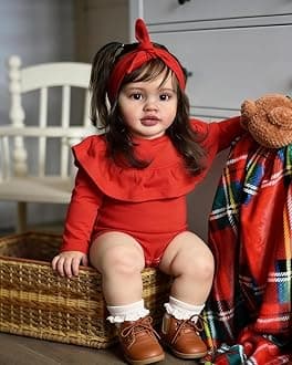 Pinky Reborn Huge Size Reborn Baby Dolls 26 inch 66 cm Reborn Toddler Dolls Silicone Babies Lifelike Baby Girl Doll with Long DK Brown Hair Realistic Reborn Doll Real Size for Children