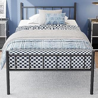 Classic Metal Bed Frame Platform Mattress Foundation with Classic Style Iron-Art Headboard/Footboard/Under Bed Storage/No Box Spring Needed/Twin XL Size Black