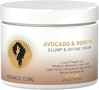 Bounce Curl Avocado & Rose Oil Clump and Define Cream, Enhance and Define Wavy, Curly, and Coily Hair, 6 oz