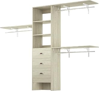 8FT Closet System, 96'' Closet Organizer System with 3 Hanging Rods, Wall Mount Bedroom Wardrobe with 3 Drawers Walk-in Closet, Adjustable Garment Rack from 5 to 8FT(Cut to Fit), White Oak