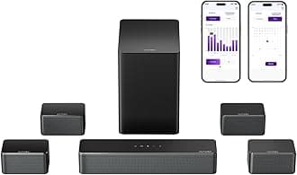 ULTIMEA 7.1 Soundbar for TV, Virtual Surround Sound System Home Cinema with Smart App, Sound Bar for TV with Subwoofer, Peak Power 410W, Home Cinema Sound Systems, 4 Surround Speakers, Poseidon D70