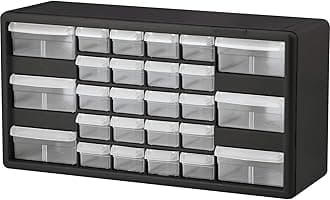 Akro-Mils 26-Drawer Plastic Drawer Storage Cabinet for Garage Organization, Bead Organizer, Building Bricks Storage, Teacher Toolbox, Makeup Organizer, 20" W x 6" D x 10" H, 10126 Black
