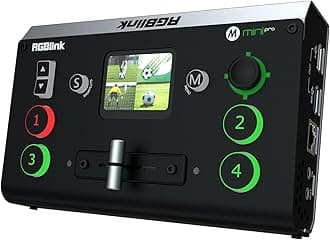 RGBlinkMini-pro V2 Video Switcher with 4 x 4K HDMI Inputs 1HDMI/USB3.0 Outputs Multi Camera Video Mixer Switcher with 2 Inch Touch Screen Ideal for Live Streaming Worship Gamers Live Events - Black