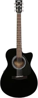 Yamaha FSX80C Semi-Acoustic Cutaway Guitar – Black Finish, 6 Strings, Full-Size, Built-in Pickup, Rich Tone, Comfortable Playability, Ideal for Beginners & Performers