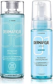 Dermafique All Important Skin Toner, Aqua Marine, 150ml And Dermafique Aquaquench Cleansing Mousse Facewash for Dry Skin, Dermatologist Tested, Paraben Free, Soap Free (150 ml)