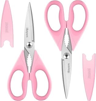 Gifts for Women, Mom, Wife, Her - Couple, Happy Birthday, Wedding Gifts, Christmas Day, Housewarming Gifts, iBayam Kitchen Scissors Heavy Duty Meat Poultry Shears Dishwasher Safe, Pink Stuff