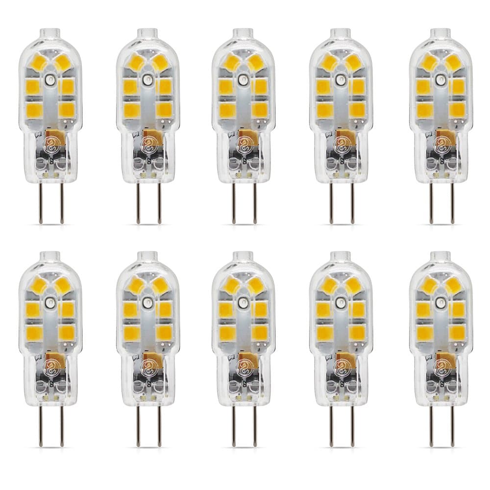 10Pack G4 LED Bulbs 2 Watt 10W Halogen Bulbs Equivalent Bi Pin G4 Base Light Bulb Warm White 2700K,360°Beam Angle,AC/DC12V Energy Saving Bulbs For Use in Chandeliers Ceiling Lights [Energy Class A+]